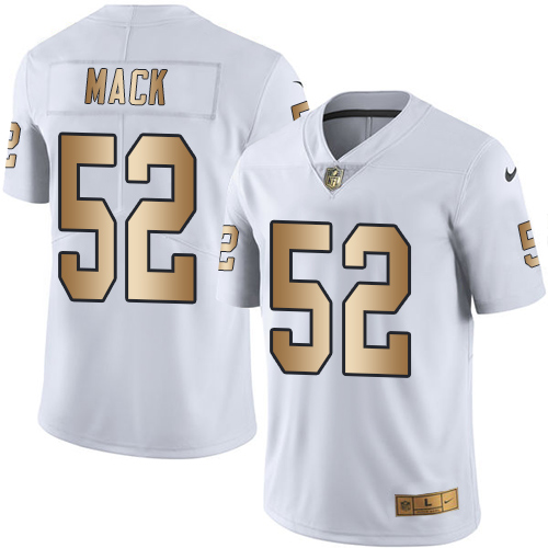 Men's Nike Oakland Raiders #52 Khalil Mack Limited White/Gold Rush Vapor Untouchable NFL Jersey
