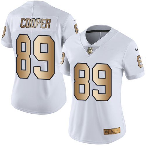 Women's Nike Oakland Raiders #89 Amari Cooper Limited White/Gold Rush Vapor Untouchable NFL Jersey