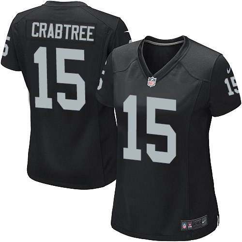 Women's Nike Oakland Raiders #15 Michael Crabtree Game Black Team Color NFL Jersey