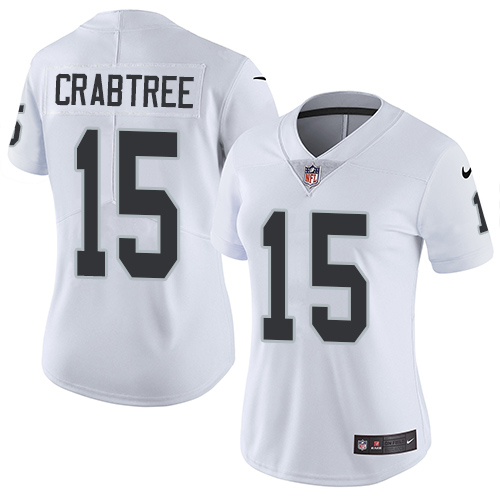 Women's Nike Oakland Raiders #15 Michael Crabtree White Vapor Untouchable Elite Player NFL Jersey