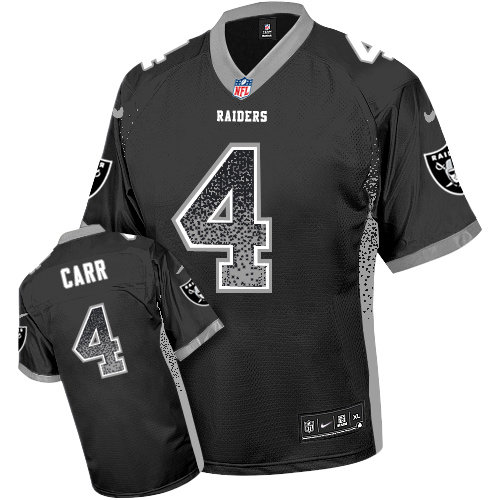 Men's Nike Oakland Raiders #4 Derek Carr Elite Black Drift Fashion NFL Jersey