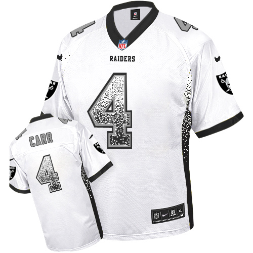 Men's Nike Oakland Raiders #4 Derek Carr Elite White Drift Fashion NFL Jersey