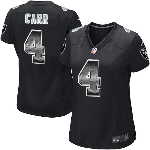 Women's Nike Oakland Raiders #4 Derek Carr Limited Black Strobe NFL Jersey