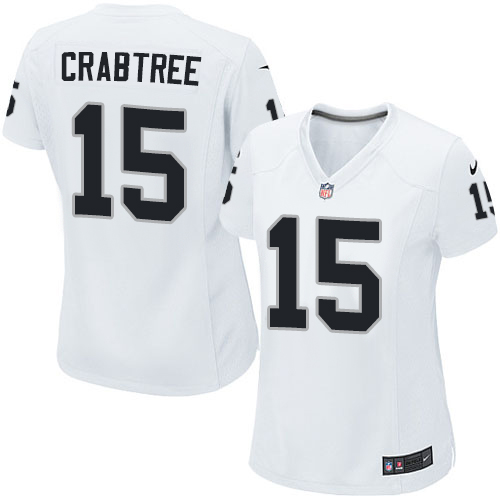 Women's Nike Oakland Raiders #15 Michael Crabtree Game White NFL Jersey