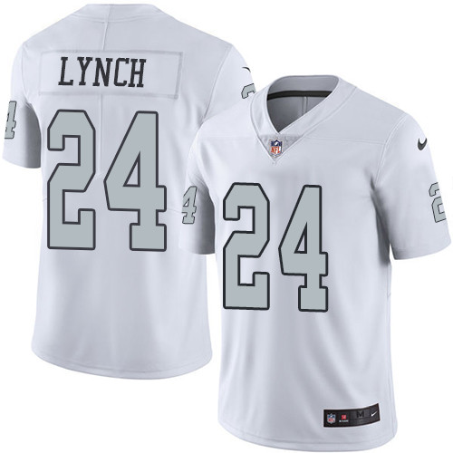 Men's Nike Oakland Raiders #24 Marshawn Lynch Limited White Rush Vapor Untouchable NFL Jersey
