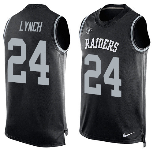 Men's Nike Oakland Raiders #24 Marshawn Lynch Limited Black Player Name & Number Tank Top NFL Jersey