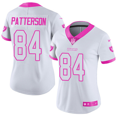 Women's Nike Oakland Raiders #84 Cordarrelle Patterson Limited White/Pink Rush Fashion NFL Jersey
