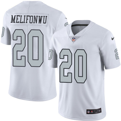 Men's Nike Oakland Raiders #20 Obi Melifonwu Elite White Rush Vapor Untouchable NFL Jersey