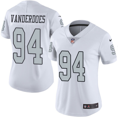 Women's Nike Oakland Raiders #94 Eddie Vanderdoes Limited White Rush Vapor Untouchable NFL Jersey