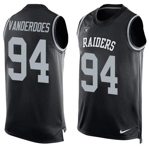 Men's Nike Oakland Raiders #94 Eddie Vanderdoes Limited Black Player Name & Number Tank Top NFL Jersey