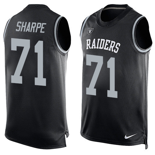 Men's Nike Oakland Raiders #71 David Sharpe Limited Black Player Name & Number Tank Top NFL Jersey