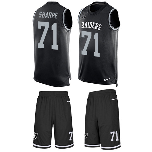 Men's Nike Oakland Raiders #71 David Sharpe Limited Black Tank Top Suit NFL Jersey