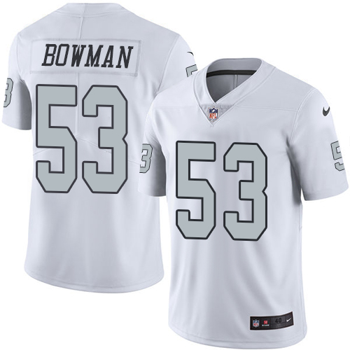 Men's Nike Oakland Raiders #53 NaVorro Bowman Elite White Rush Vapor Untouchable NFL Jersey