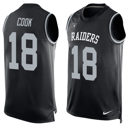 Men's Nike Oakland Raiders #18 Connor Cook Limited Black Player Name & Number Tank Top NFL Jersey