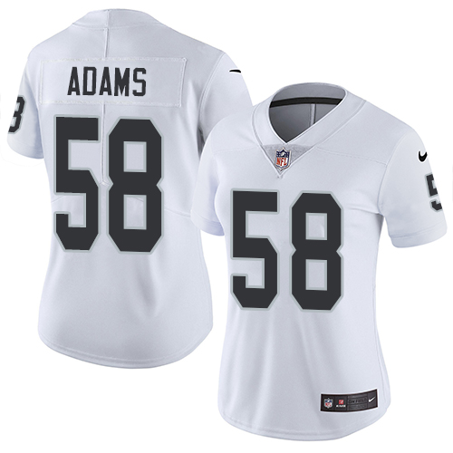 Women's Nike Oakland Raiders #58 Tyrell Adams White Vapor Untouchable Limited Player NFL Jersey