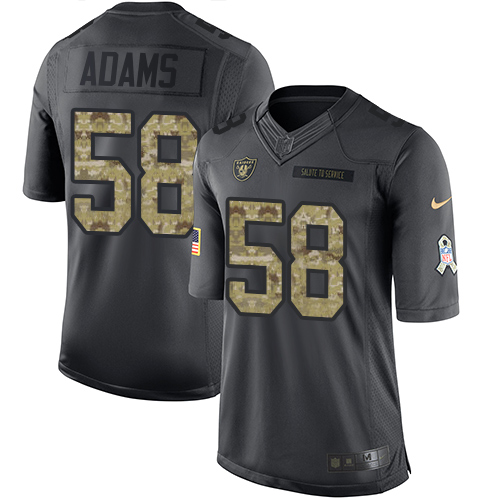 Youth Nike Oakland Raiders #58 Tyrell Adams Limited Black 2016 Salute to Service NFL Jersey