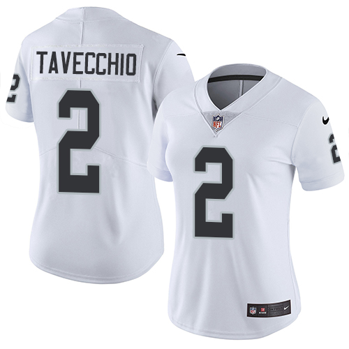Women's Nike Oakland Raiders #2 Giorgio Tavecchio White Vapor Untouchable Elite Player NFL Jersey