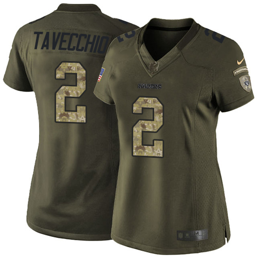 Women's Nike Oakland Raiders #2 Giorgio Tavecchio Limited Green Salute to Service NFL Jersey