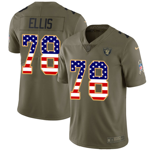 Youth Nike Oakland Raiders #78 Justin Ellis Limited Olive/USA Flag 2017 Salute to Service NFL Jersey