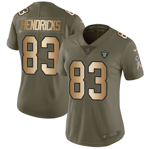 Women's Nike Oakland Raiders #83 Ted Hendricks Limited Olive/Gold 2017 Salute to Service NFL Jersey