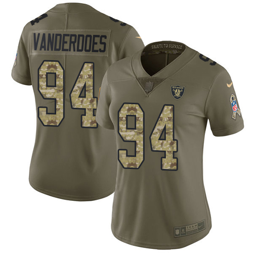 Women's Nike Oakland Raiders #94 Eddie Vanderdoes Limited Olive/Camo 2017 Salute to Service NFL Jersey