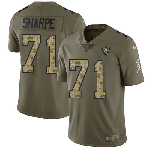 Youth Nike Oakland Raiders #71 David Sharpe Limited Olive/Camo 2017 Salute to Service NFL Jersey