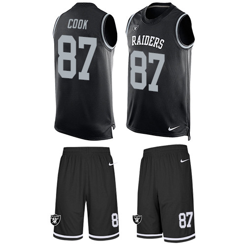 Men's Nike Oakland Raiders #87 Jared Cook Limited Black Tank Top Suit NFL Jersey