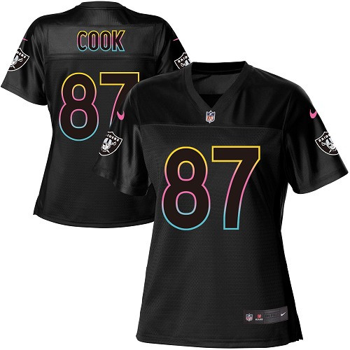 Women's Nike Oakland Raiders #87 Jared Cook Game Black Fashion NFL Jersey