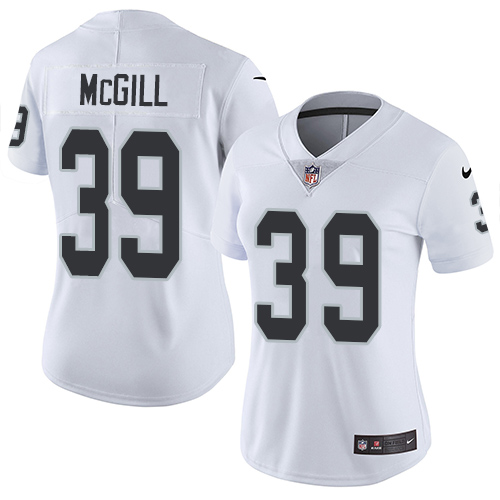 Women's Nike Oakland Raiders #39 Keith McGill White Vapor Untouchable Elite Player NFL Jersey