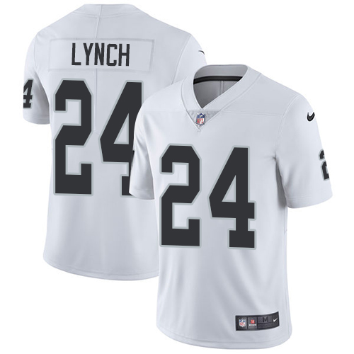 Youth Nike Oakland Raiders #24 Marshawn Lynch White Vapor Untouchable Elite Player NFL Jersey