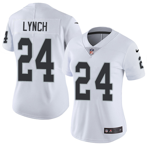 Women's Nike Oakland Raiders #24 Marshawn Lynch White Vapor Untouchable Elite Player NFL Jersey