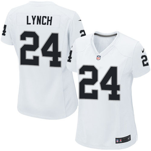 Women's Nike Oakland Raiders #24 Marshawn Lynch Game White NFL Jersey