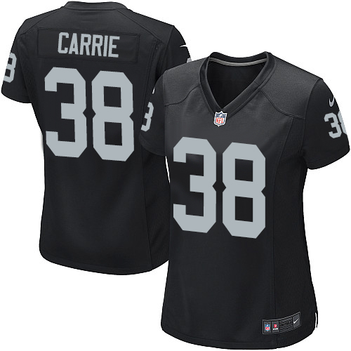 Women's Nike Oakland Raiders #38 T.J. Carrie Game Black Team Color NFL Jersey
