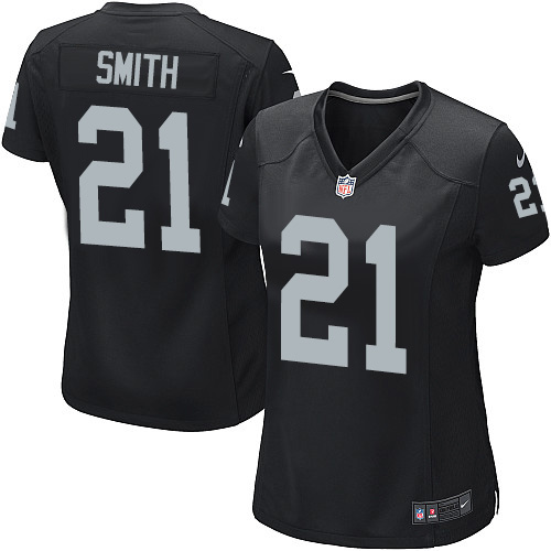 Women's Nike Oakland Raiders #21 Sean Smith Game Black Team Color NFL Jersey