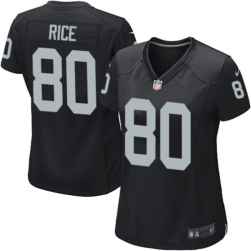 Women's Nike Oakland Raiders #80 Jerry Rice Game Black Team Color NFL Jersey