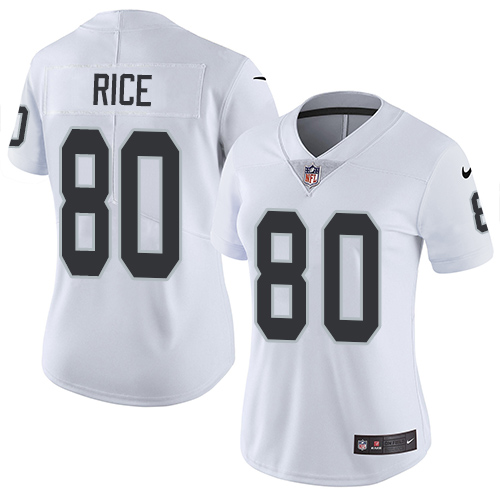 Women's Nike Oakland Raiders #80 Jerry Rice White Vapor Untouchable Limited Player NFL Jersey