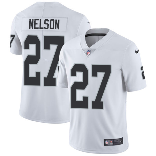 Youth Nike Oakland Raiders #27 Reggie Nelson White Vapor Untouchable Elite Player NFL Jersey