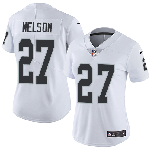 Women's Nike Oakland Raiders #27 Reggie Nelson White Vapor Untouchable Elite Player NFL Jersey