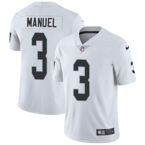 Men's Nike Oakland Raiders #3 E. J. Manuel White Vapor Untouchable Limited Player NFL Jersey
