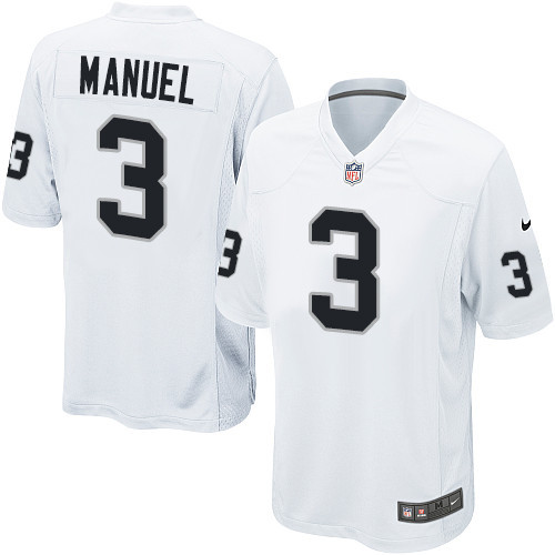 Men's Nike Oakland Raiders #3 E. J. Manuel Game White NFL Jersey