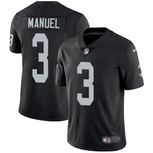 Youth Nike Oakland Raiders #3 E. J. Manuel Black Team Color Vapor Untouchable Elite Player NFL Jersey