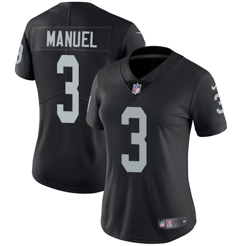 Women's Nike Oakland Raiders #3 E. J. Manuel Black Team Color Vapor Untouchable Elite Player NFL Jersey