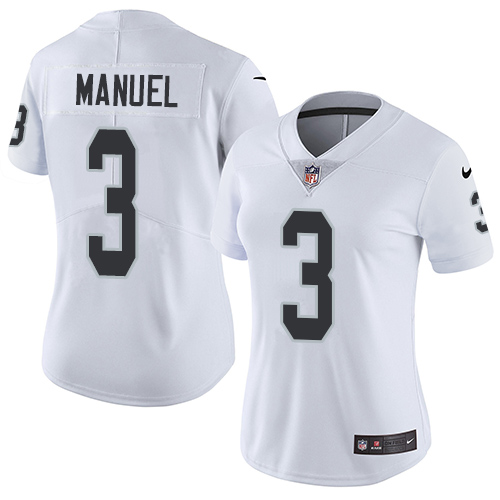 Women's Nike Oakland Raiders #3 E. J. Manuel White Vapor Untouchable Elite Player NFL Jersey