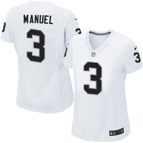 Women's Nike Oakland Raiders #3 E. J. Manuel Game White NFL Jersey