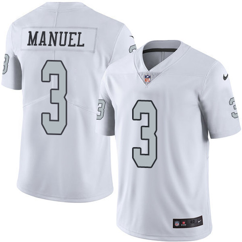 Men's Nike Oakland Raiders #3 E. J. Manuel Elite White Rush Vapor Untouchable NFL Jersey