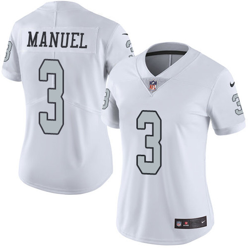 Women's Nike Oakland Raiders #3 E. J. Manuel Limited White Rush Vapor Untouchable NFL Jersey