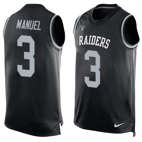 Men's Nike Oakland Raiders #3 E. J. Manuel Limited Black Player Name & Number Tank Top NFL Jersey