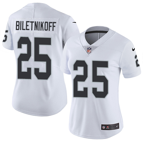 Women's Nike Oakland Raiders #25 Fred Biletnikoff White Vapor Untouchable Limited Player NFL Jersey