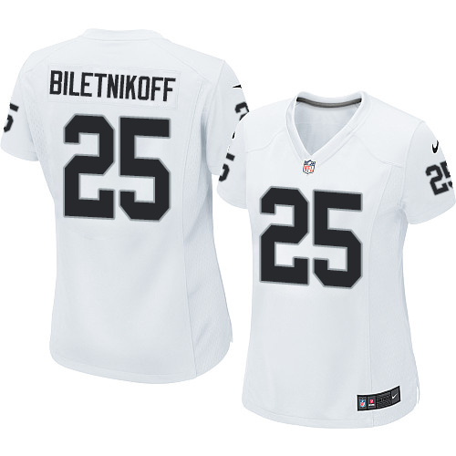 Women's Nike Oakland Raiders #25 Fred Biletnikoff Game White NFL Jersey