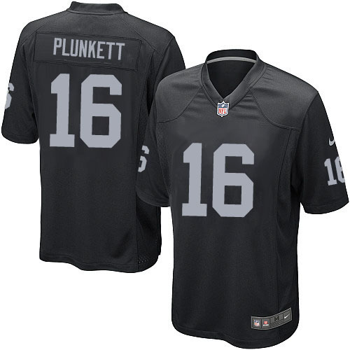 Men's Nike Oakland Raiders #16 Jim Plunkett Game Black Team Color NFL Jersey
